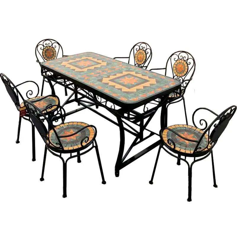 Outdoor Furniture Sets Garden Rectangular Dining Table Courtyard Leisure Cafe Outdoor Table And Chair Combination