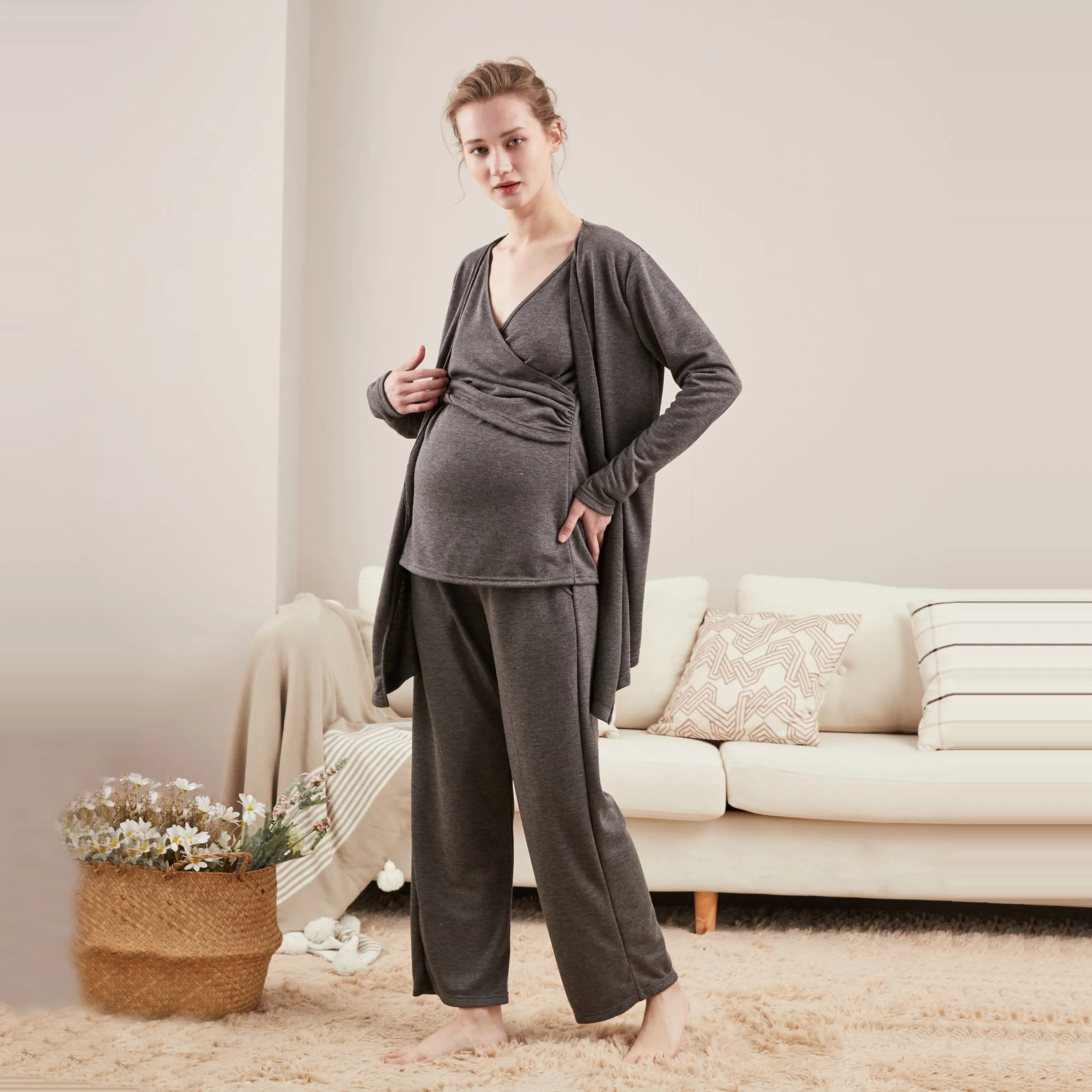 713896 Nursing office maternity wear set soft and cheap women maternity wear good quality pregnancy clothes set