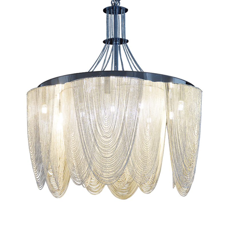 Luxury aluminum chain chandelier lighting decorative metal chain hanging chandelier