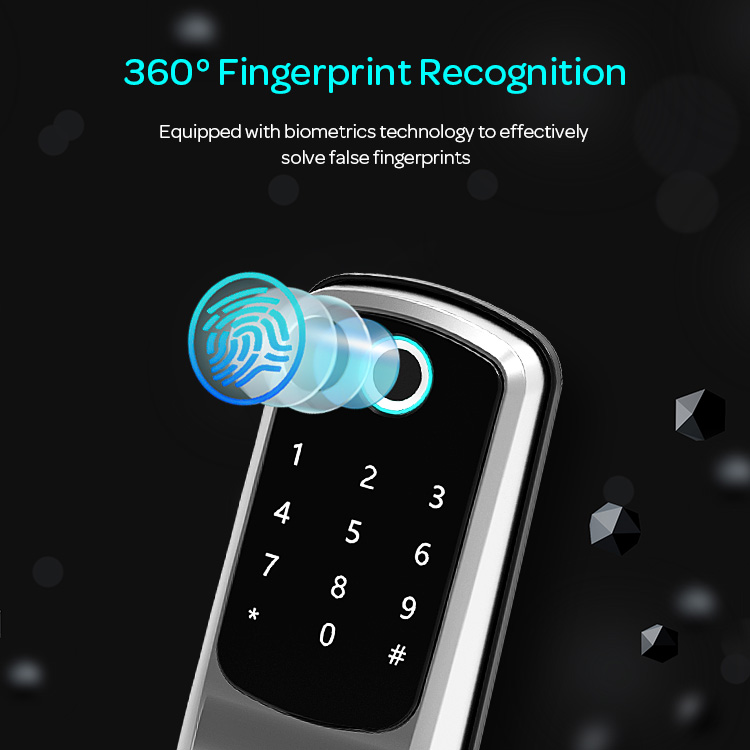 Safety Electric APP Fingerprint Card Code Combination Smart Door Lock with Touch-Screen Keypad