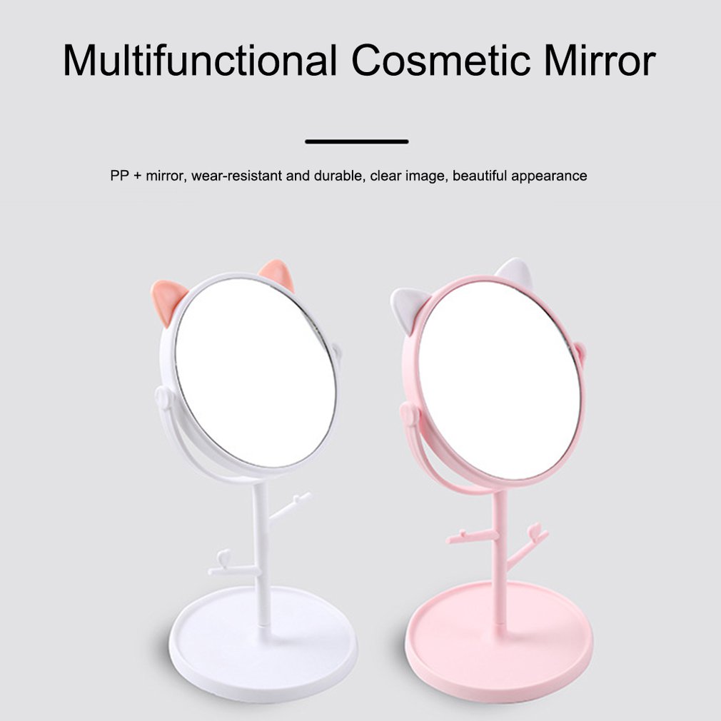 Portable Antique Magnifying Plastic Desktop Stand Compact Makeup Mirror