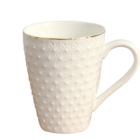 ceramic porcelain coffee mug with gold rim