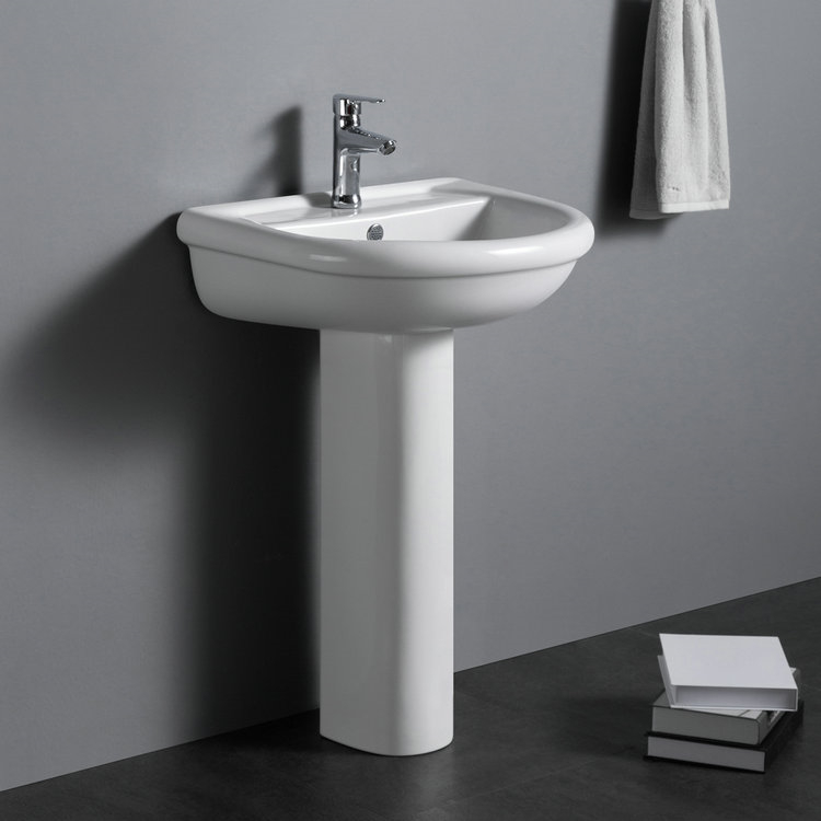PB203 Vitreous china hand wash round pedestal basin / lavabo with pedestal