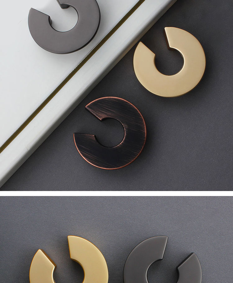 Wholesale Simple Design Kitchen Cabinet Dresser Zinc Alloy Door Pull Knob Furniture Brushed Brass Circle Handle