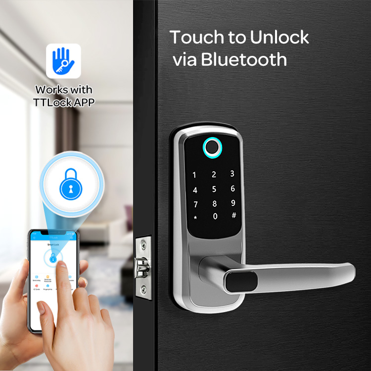 Safety Electric APP Fingerprint Card Code Combination Smart Door Lock with Touch-Screen Keypad