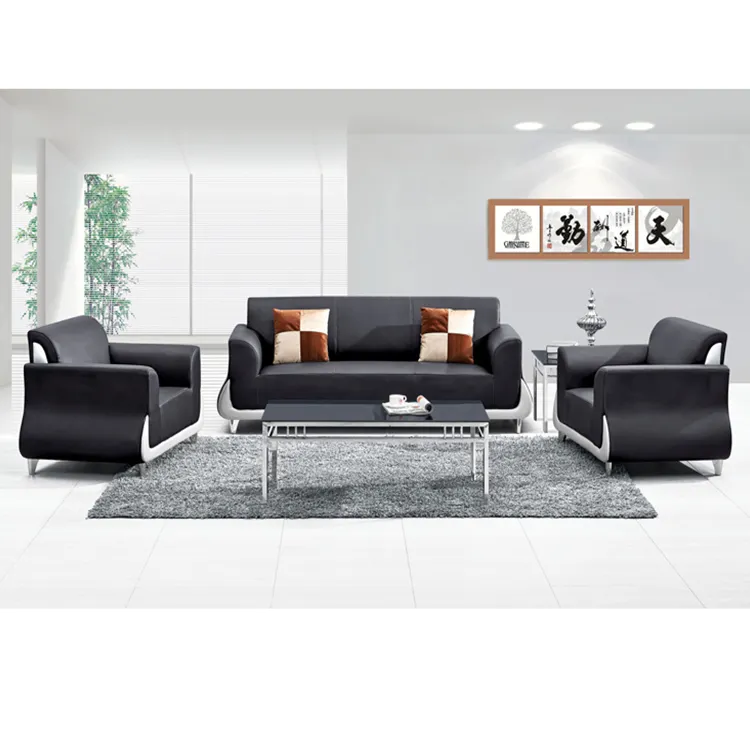 Executive type artificial leather single seater Synthetic Leather office sofa 1+1+3 sets pictures