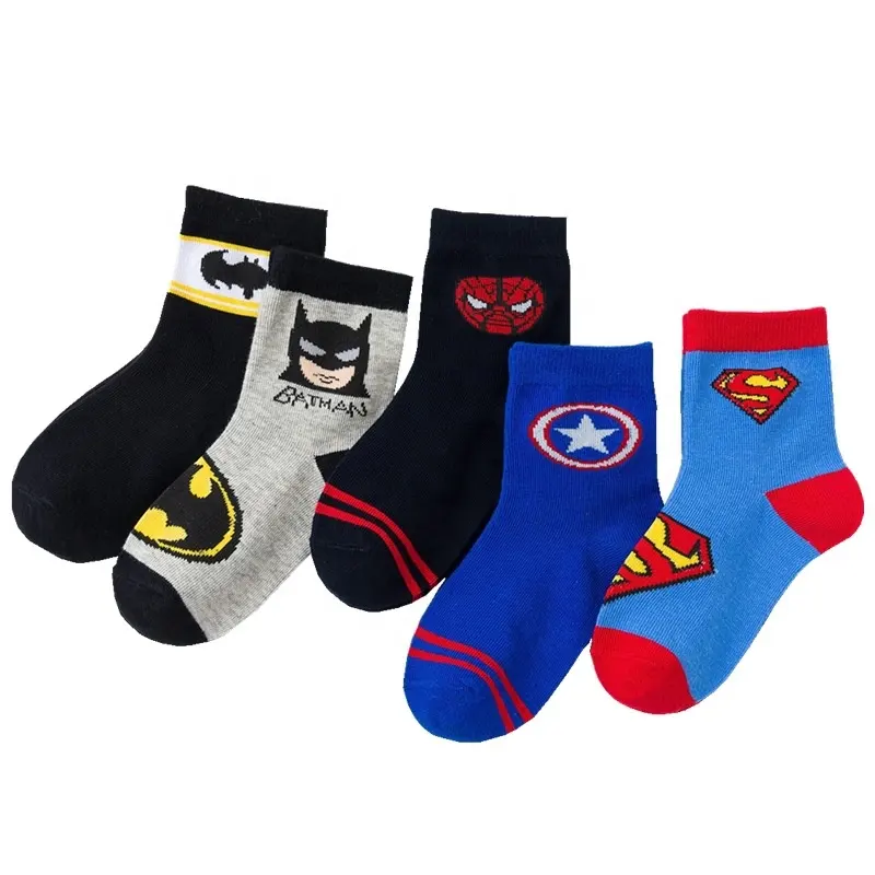 Wholesale spring and winter bat spider man boy middle socks cartoon cotton socks for boys