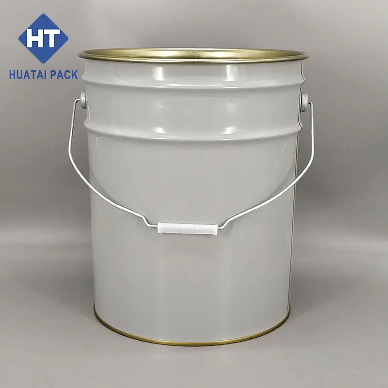 10L coloured oval metal tin paint bucket with lid and printing