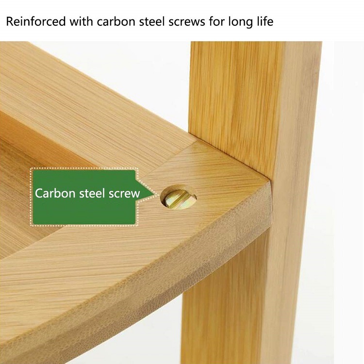 Corner Storage Rack Multi-Layer Floor Stand Save Space Shelf Bookcase DIY, Multifunctional Bamboo Bookshelf
