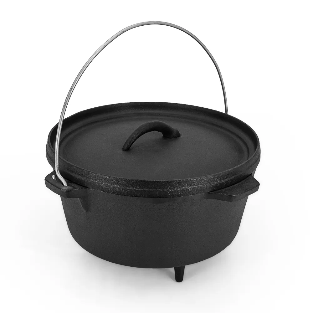 Legless cast iron combo cooker dutch oven camping cooking pot set large cauldron
