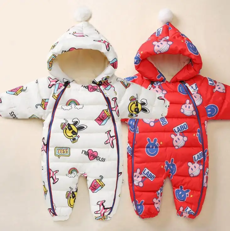 High Quality Winter Warm Thick Baby Girl Clothes Outwear Baby Down Jacket Newborn Jumpsuit Coats Baby Romper