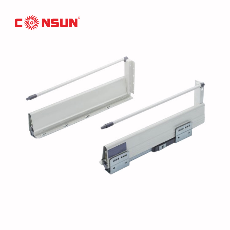CONSUN Metal box kitchen cabinet soft close drawer slides (with one bar)