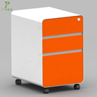 HD048 steel curverd 3-drawer mechanical office simple groove pulller mobile pedestal filing cabinet