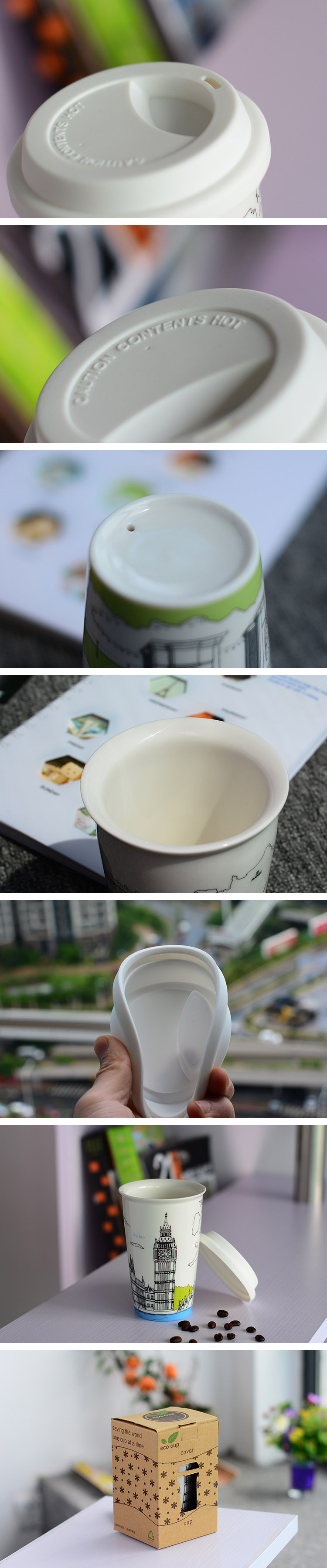 11oz White Blank Ceramic Thermos Cup Double Wall Heat Insulation With Silicone Cover Insulation Cup For Home Office Party