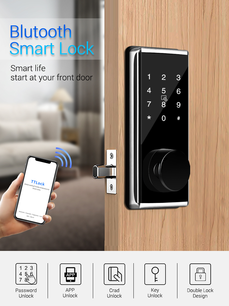 Wifi controlled ttlock Smart Home Deadbolt Lock Fingerprint Lock with American standard