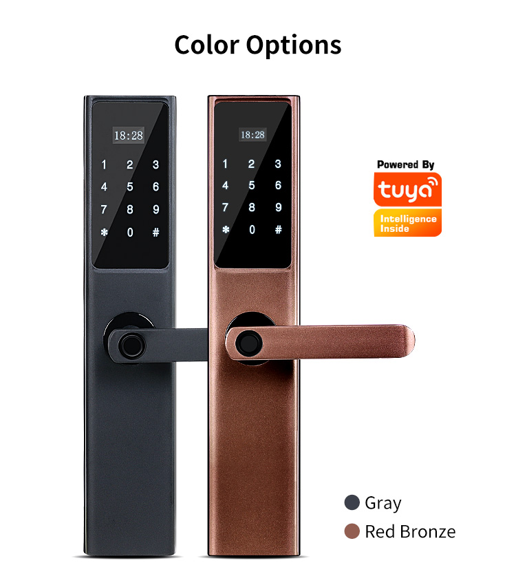 Tuya Wifi Digital Smart Door Lock Cylinder with Smart Phone Fingerprint Code Card and Key