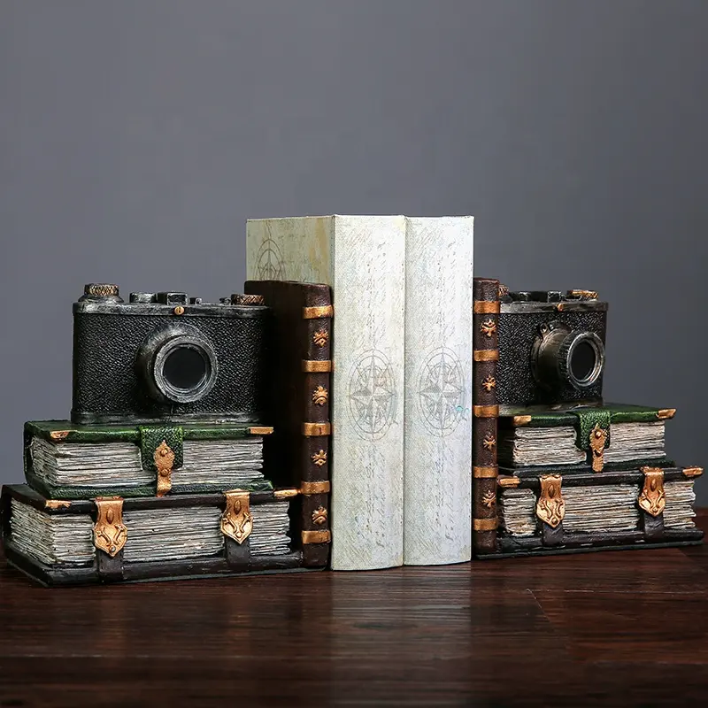 Resin Bookend Support OEM Best Price Wholesale Retro Camera Resin Bookends For Home Decoration