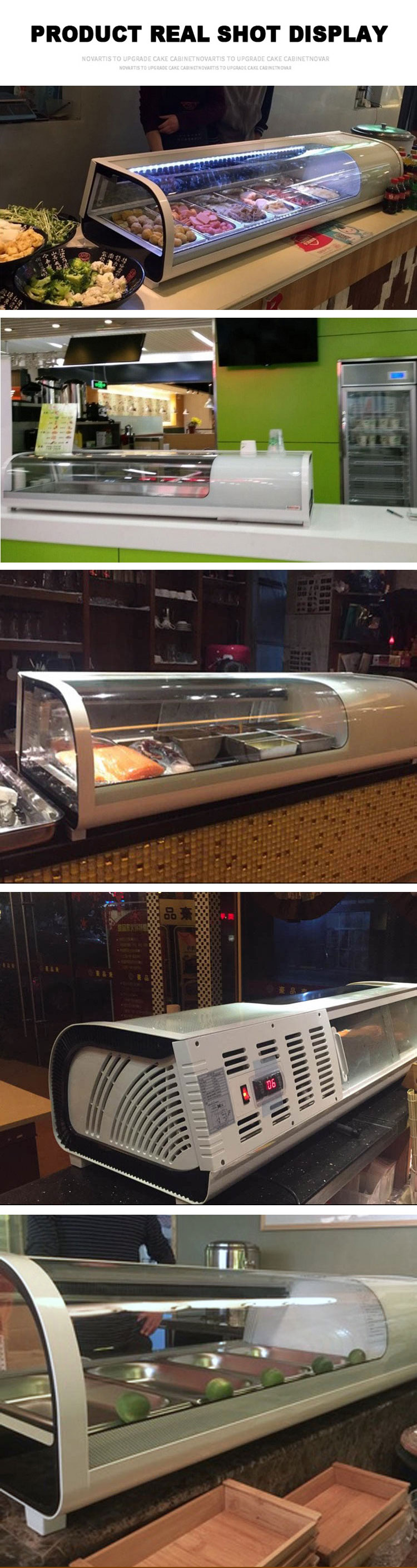Salad, cooked, cold dish, sushi refrigerated display cabinet