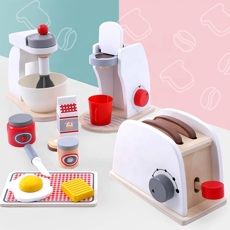 Wooden Happy kitchen toy set custom kids brinquedos bread maker  wooden toaster toy Educational Toys
