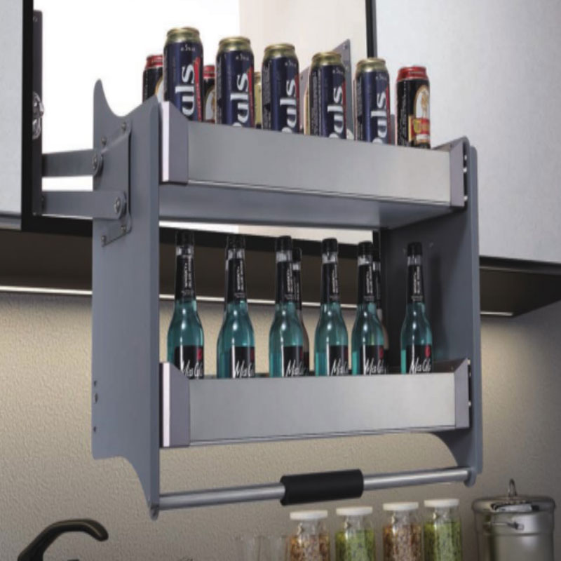 China Kitchen Accessories Adjustable up and down Kitchen Wall Cabinet Lifting storage Baskets