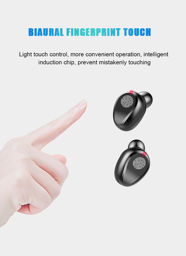 GlobalCrown F9 TWS Wireless Bluetooth 5.0 Headphones Touch Headphones With 2000mAh Power Bank
