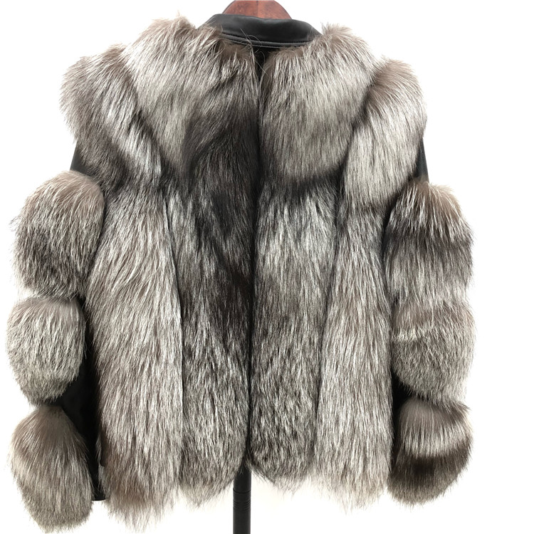 2021 Luxury design ladies leather and fur coats genuine real fox fur coat women