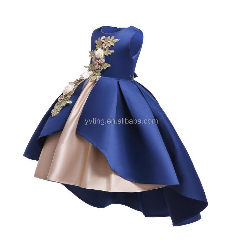 Floral Embroidery Sleeveless Princess Party Dress Girl Multicolor Princess Dress