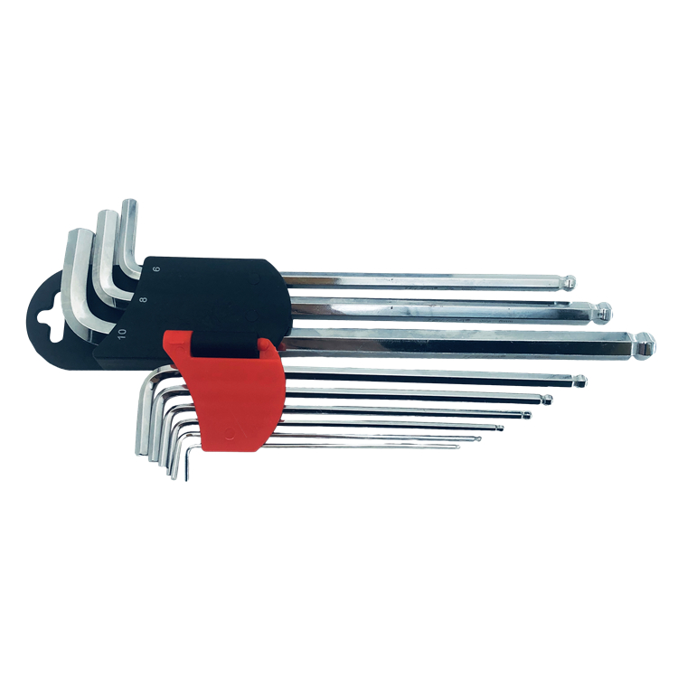 9 Pcs Mirror Polished Ball-Point Sliver Color Hex Allen Key Wrenches Set