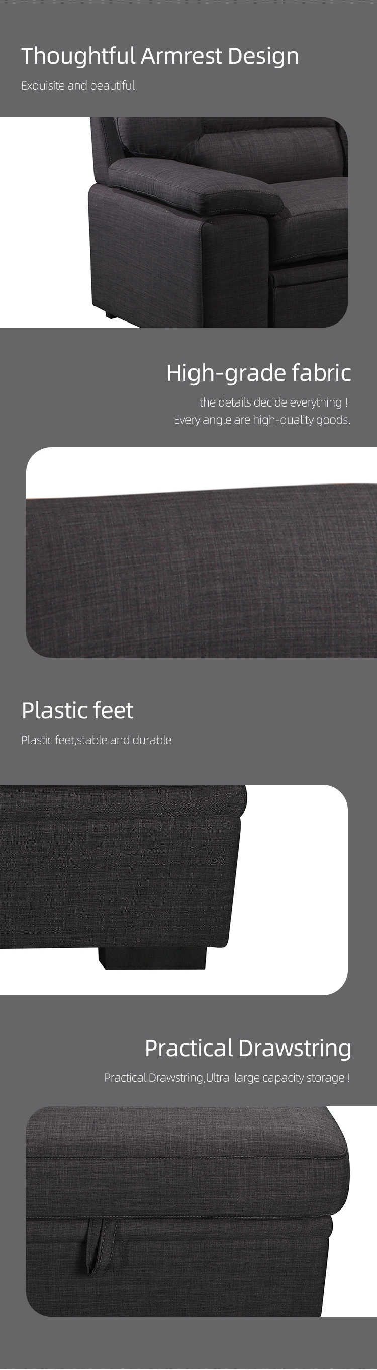 Home furniture fabric sofa set modern European and nordic style folding corner sofa
