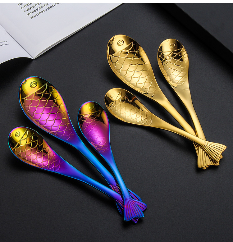 Christmas Cute Serving Spoon Fish Shape Decorative Stainless Steel Spoon Set