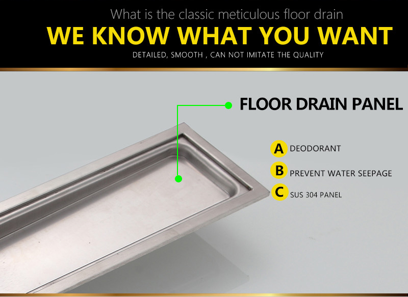 304 stainless steel brushed linear drain with removable cover protector hair catcher long shower drain