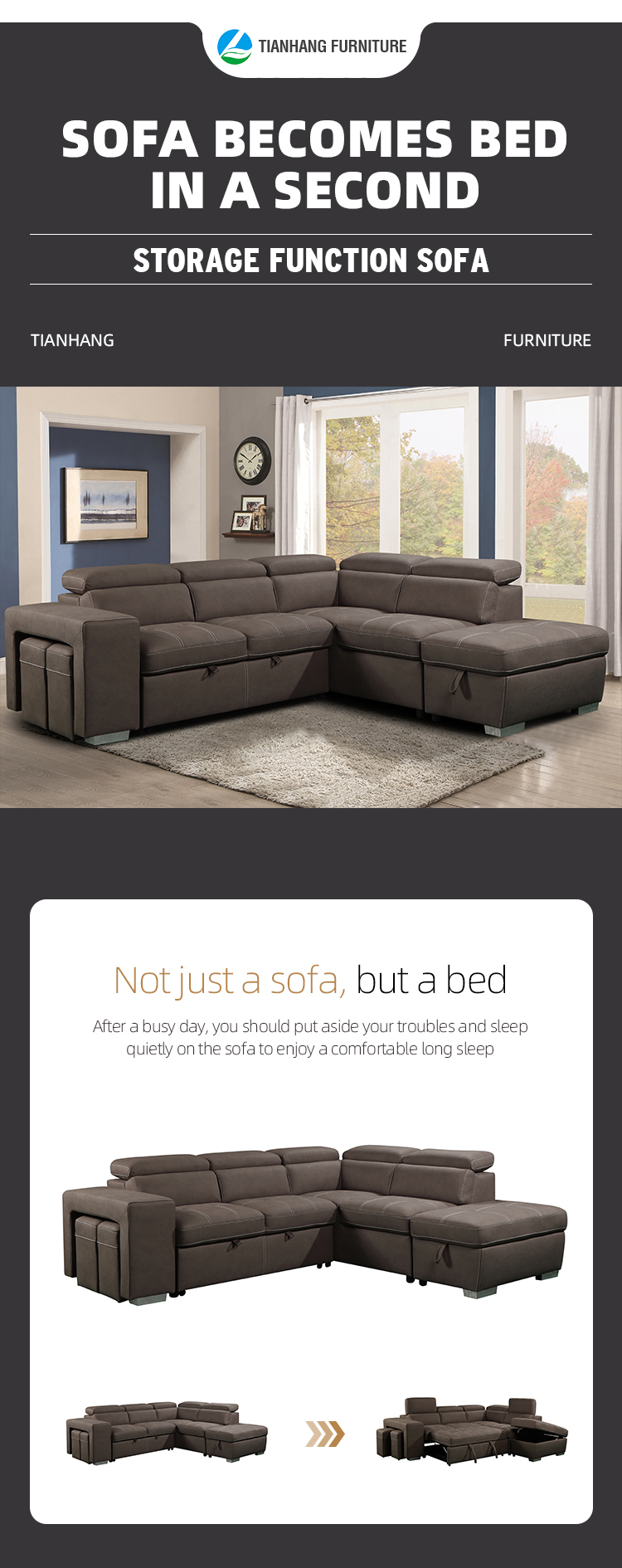 Modern design sofa sets for living room l shape sofa set cum bed ottoman with storage