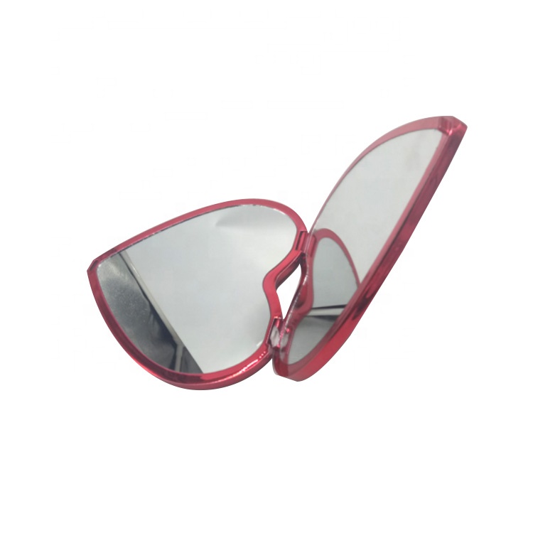 Custom Two Side Foldable Passionate Red Heart-shaped Pocket Makeup Mirror
