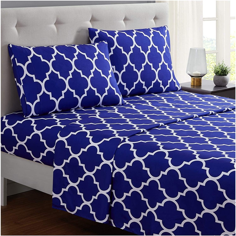 Wholesale Durable Printed Hotel Queen Size Luxury Microfiber  Bed Sheet Set Bedding Set