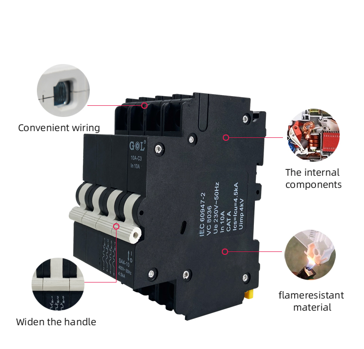 mini 4.5Ka 400V vacuum ature air 63a mcb electrical electronic miniature dc circuit breaker price