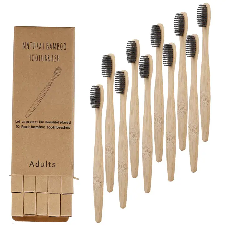 Custom Logo Best Quality Manufacturer 100% Organic Biodegradable Adult Kids Bamboo Charcoal Bristles Bamboo Toothbrush With Case