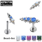 2019 The Latest Design G23 Titanium Internally Threaded 2 Tri-bead Cluster with 3-Opal Stone Cluster Top Labret