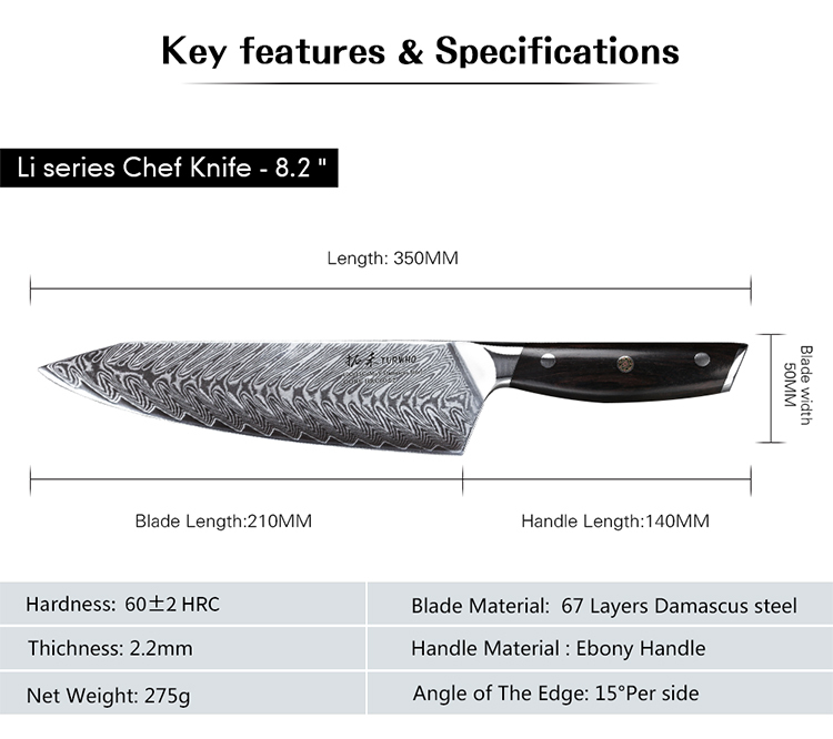 Hot Sale Classic 8 inch Damascus Kitchen Chef Knife