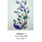 large size peacock with fused glass wing wall art for garden decoration