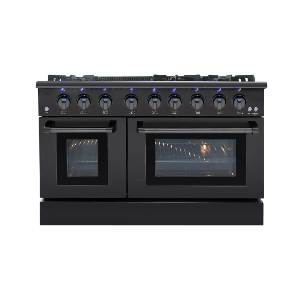 48inch Professional Gas Range in Black Stainless Steel with 6 burners