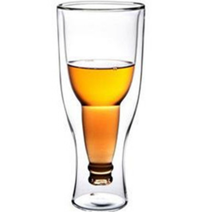 200ml High borosilicate durable transparent double wall glass beer steins mug
