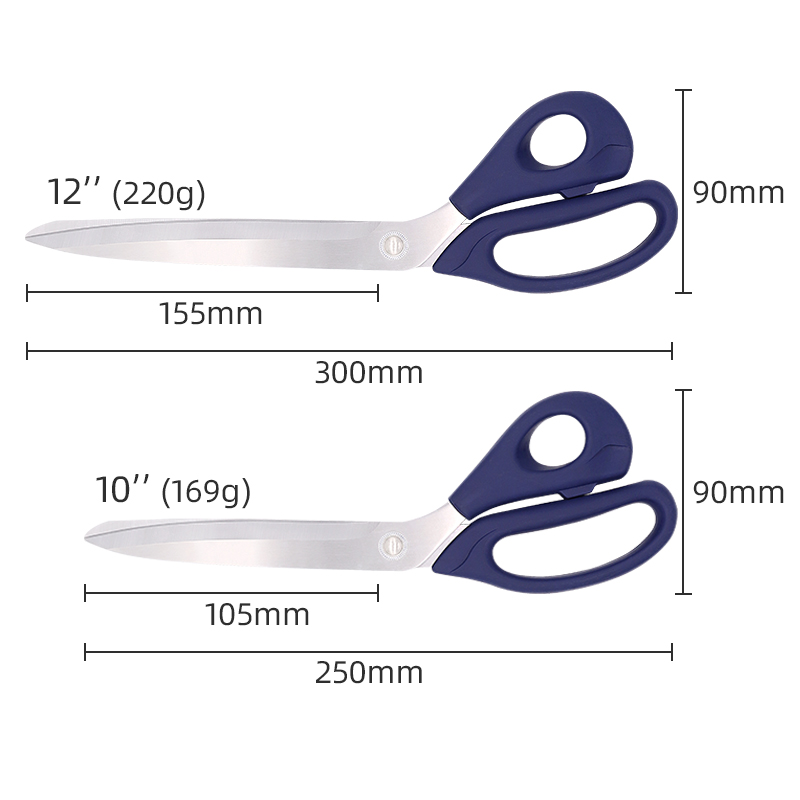 12 inch blue rubber soft grip heavy duty stainless steel household embroidery sewing tailor scissors