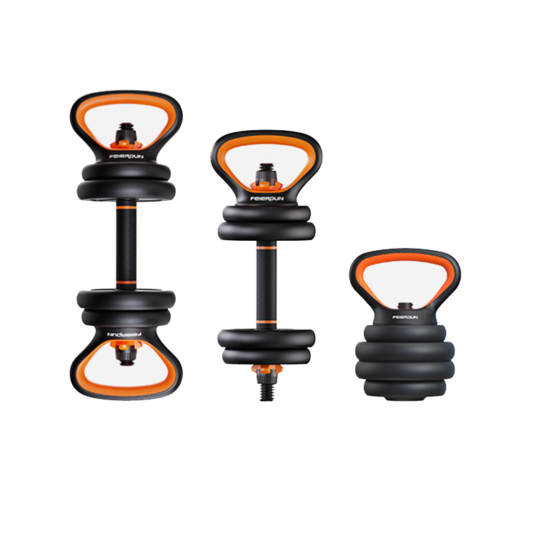 New style 6 in 1 barbell dumbbell kettle bell adjustable dumbbell set