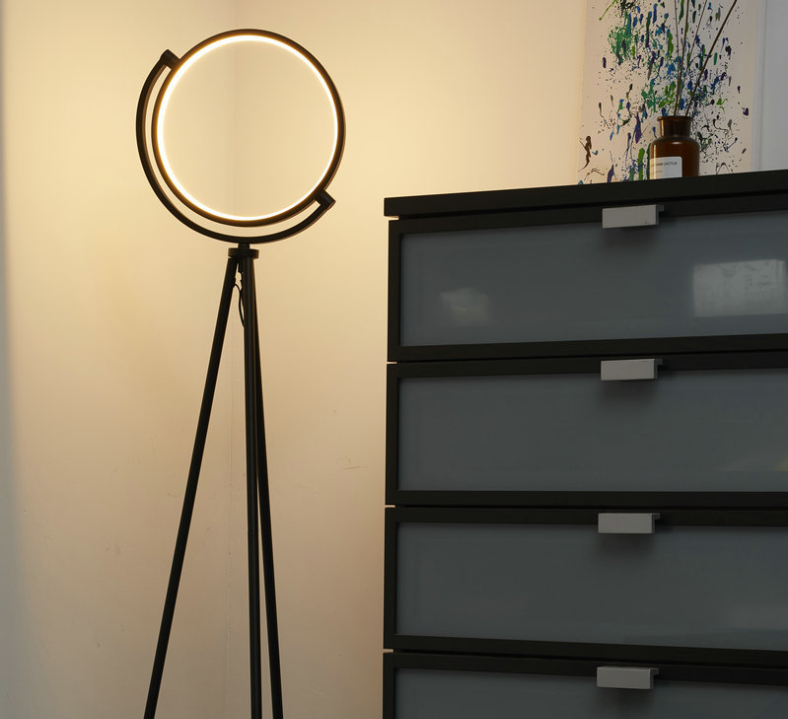 Fashion decorative home round floor light aluminum tripod modern dimmable led floor lamp