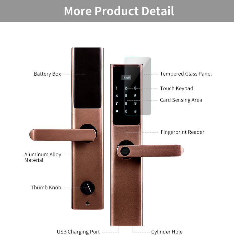 Tuya Wifi Digital Smart Door Lock Cylinder with Smart Phone Fingerprint Code Card and Key