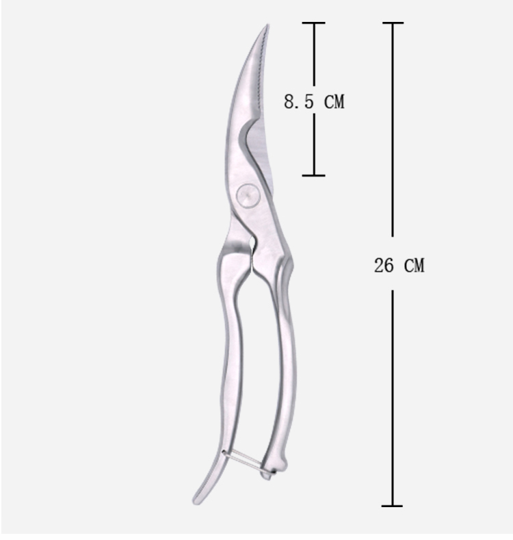 silver manual heavy duty chicken bone poultry strong cutter all stainless steel multi household kitchen scissors