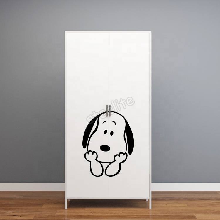 Customized carton printing wardrobe modern 2 door metal clothes wardrobe for bedroom