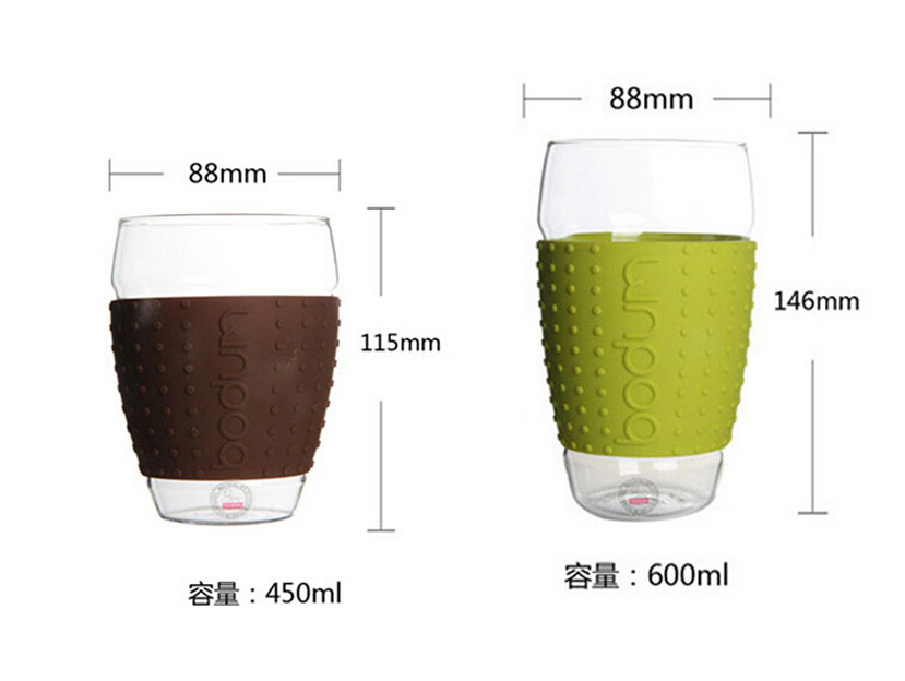 Double Wall Glass Tumbler Insulated Tea Coffee Mug & Lid, Hand Blown Glass 450ml/600ml
