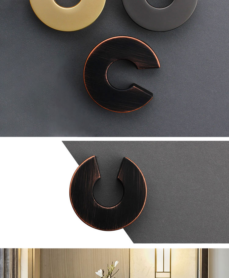 Wholesale Simple Design Kitchen Cabinet Dresser Zinc Alloy Door Pull Knob Furniture Brushed Brass Circle Handle