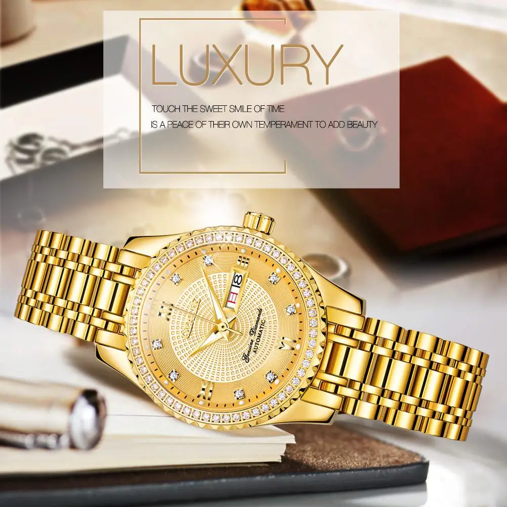 Luxury Women Mechanical WristWatch Top Brand OYALIE Women Auto Watch Diamond Date Watch For Women